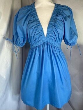 Abercrombie & Fitch Blue Puff Sleeve Mini Dress